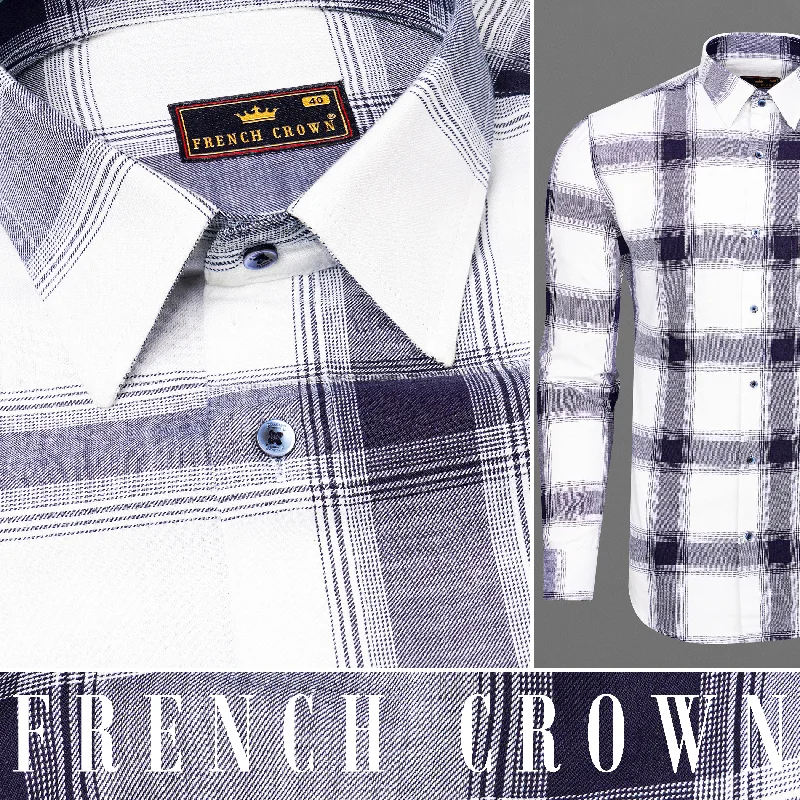 Skirt style Bright White Plaid Royal Oxford Shirt