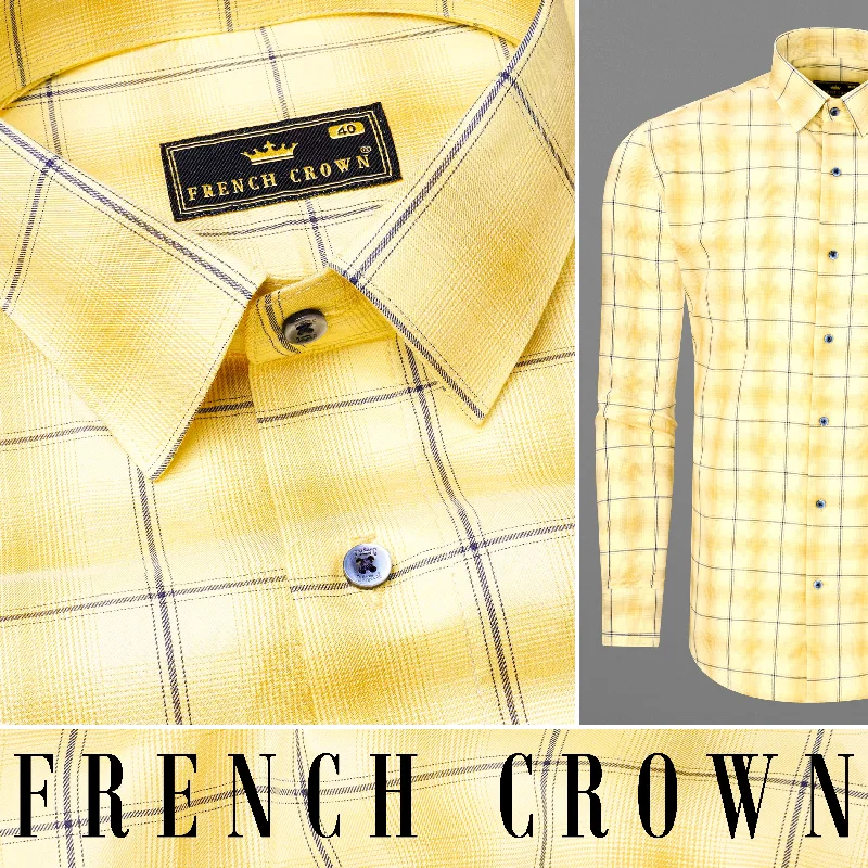 Classic style Ronchi Brown Windowpane Twill Premium Cotton Shirt
