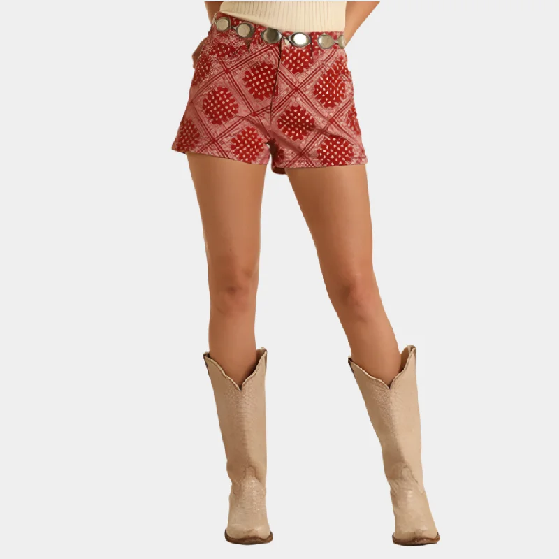 Elegant And Lazy Grace In La High Rise Bandana Print Shorts