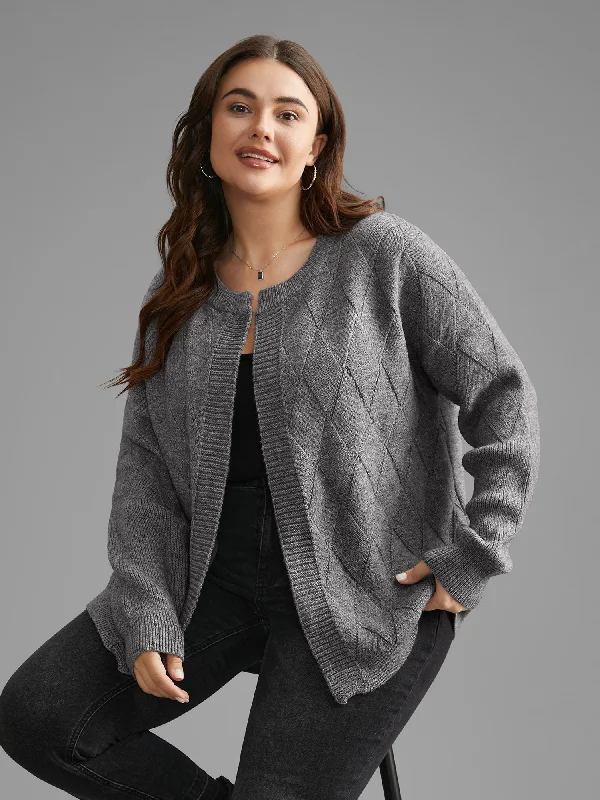 Comfortable down Solid Textured Open Front Cardigan