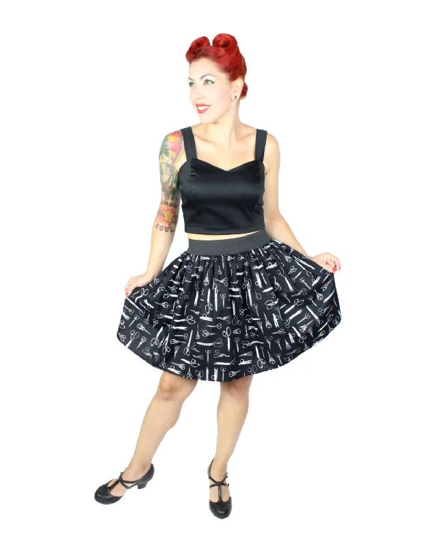 Sports Zipper Style Vintage Scissors Pleated Skirt #PS-S757