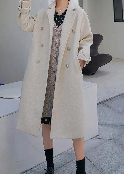 Retro Lace Fabric New beige woolen outwear plus size clothing maxi coat back open woolen outwear double breast Retro Lace Fabric New beige woolen outwear plus size clothing maxi coat back open woolen outwear double breast