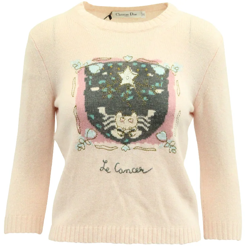 Sports Vitality Style Dior Cancer Zodiac Sweater in Light Pink Cashmere