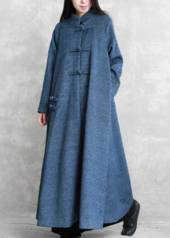 Boutique display vintage plus size Jackets & coat blue stand collar asymmetric Woolen Coats Boutique display vintage plus size Jackets & coat blue stand collar asymmetric Woolen Coats
