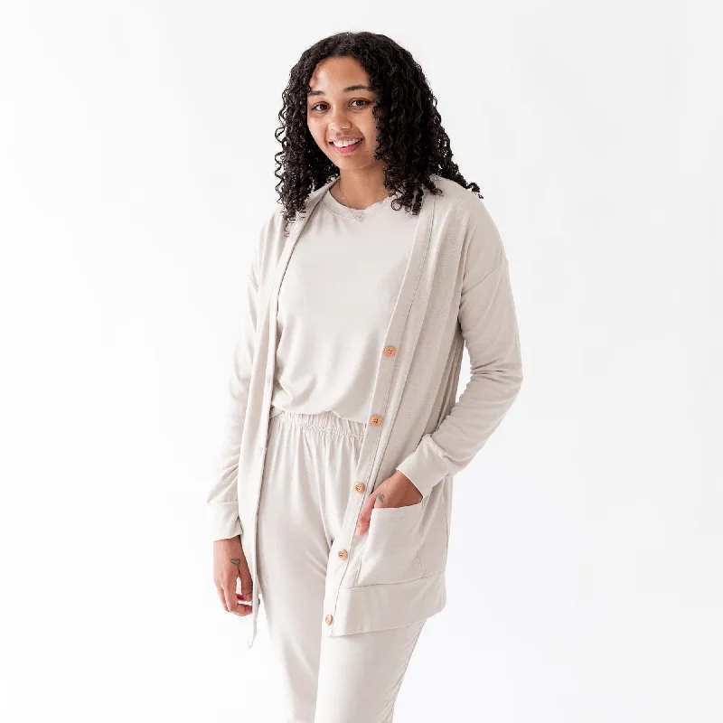 Street Personality Style Street fashion Bamboo Jersey Adult Cardigan in Oat