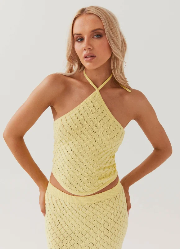 Elegant Style Celebrity style Amanza Knit Top - Lemon