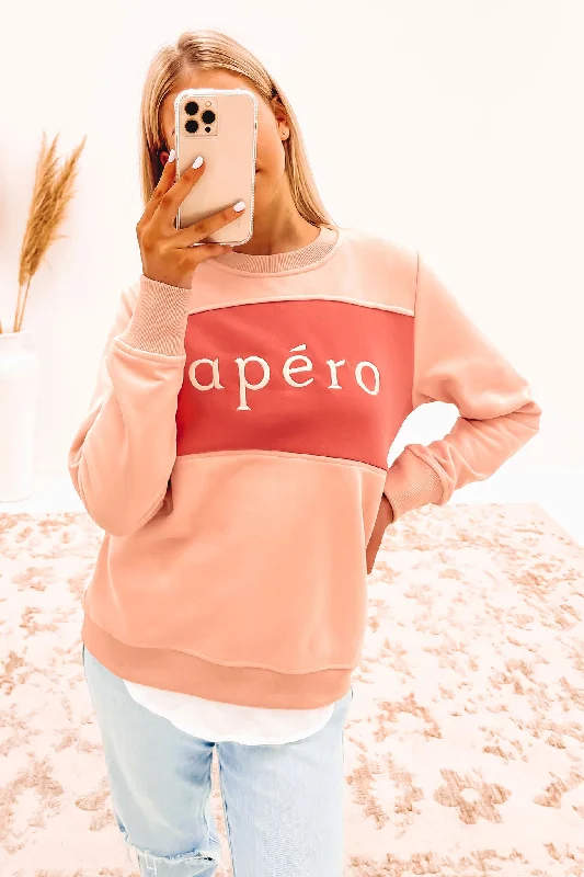 Independent design Peacoat Style Pullover Apero Panel Embroidered Jumper Rose Pink
