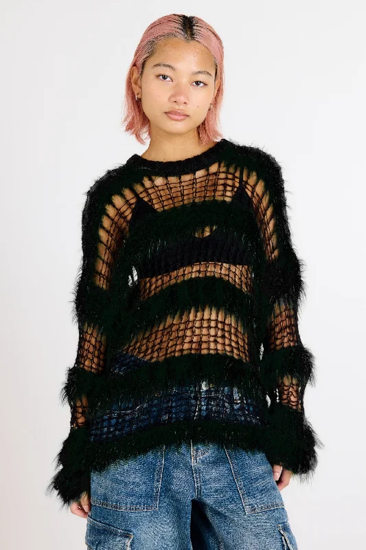 British casual Fitted Ribbed Knit Sweater Beetle Ladder Knit