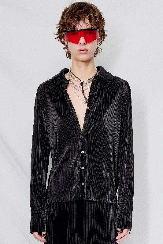 Sports Jumpsuit Simple solid color Black Micropleat Fitted Button Up