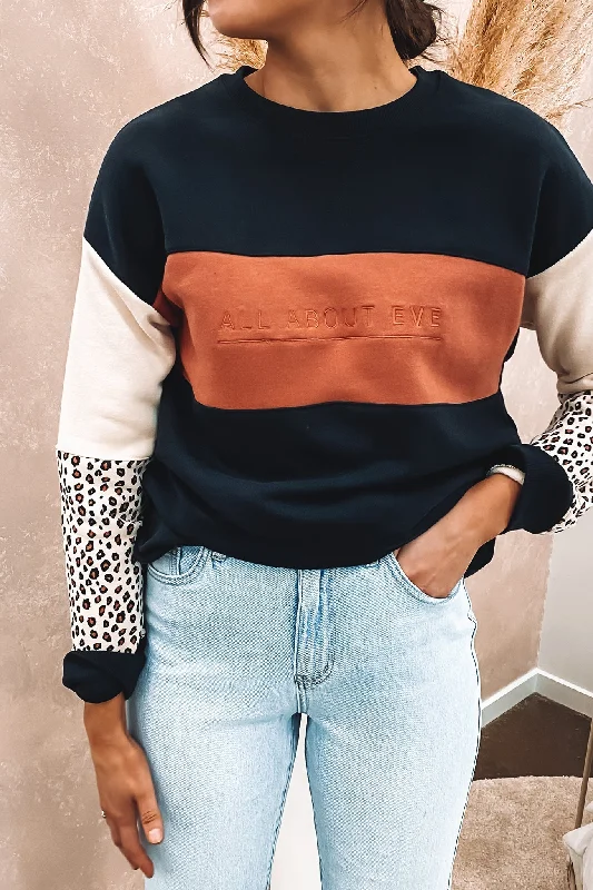 Personalized print Cozy-outerwear Bold Panelled Crew Multicoloured