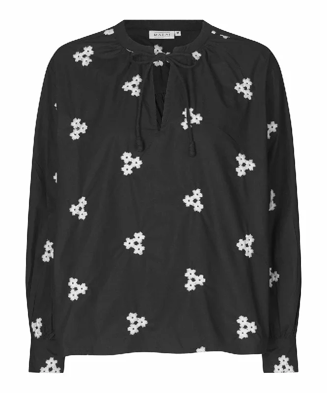 Personality Publicity Fashionable in the times Bonitai Tie-Neck Embroidered Top