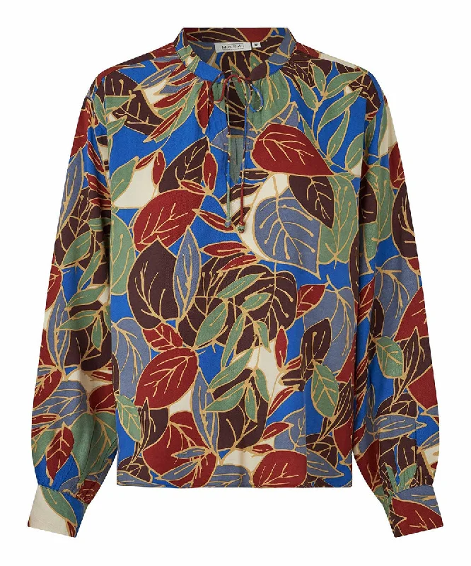Moisture wicking Creative prints Bonitai Tie-Neck Top