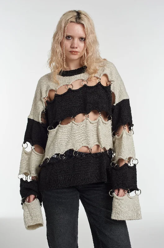 Classic Retro Tie-front Knit Sweater Breakout Hardware Knit
