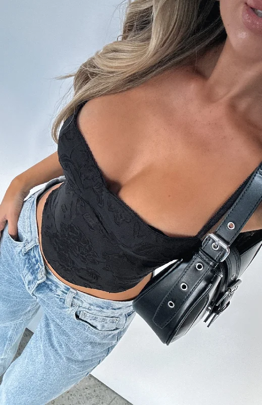 Retro Literary Style British style Broken Dreams Bustier Black