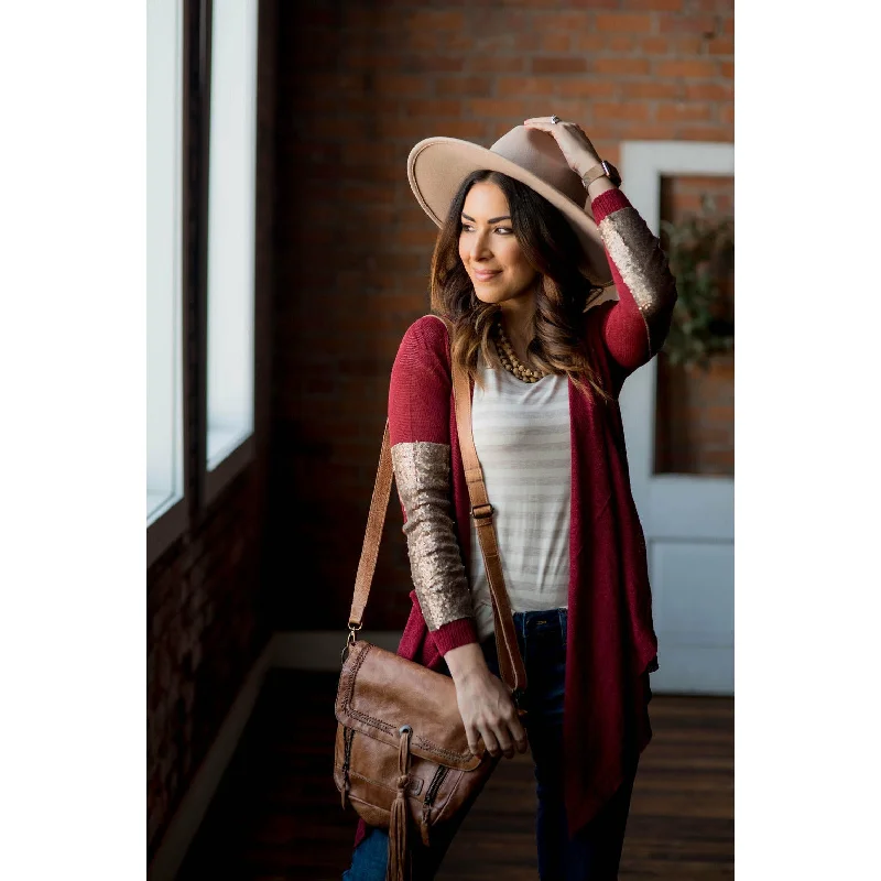 Single item design Knit Poncho Shawl Sequin Sleeve Cardigan