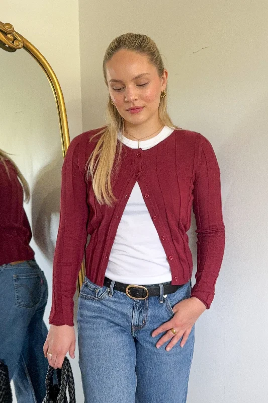 Sports Vitality Style Simple design Button Down Ribbed Cardigan