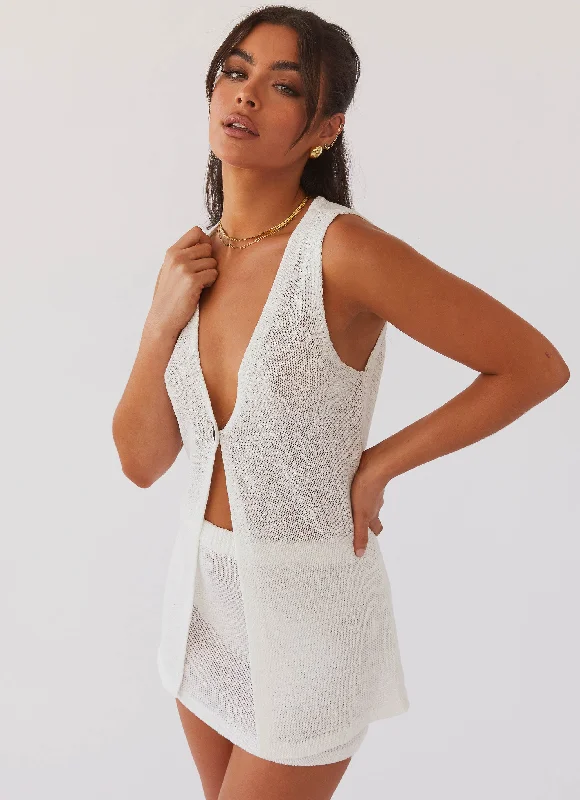 High-quality fabrics Knit with Color-block Capri Glow Knit Top - White