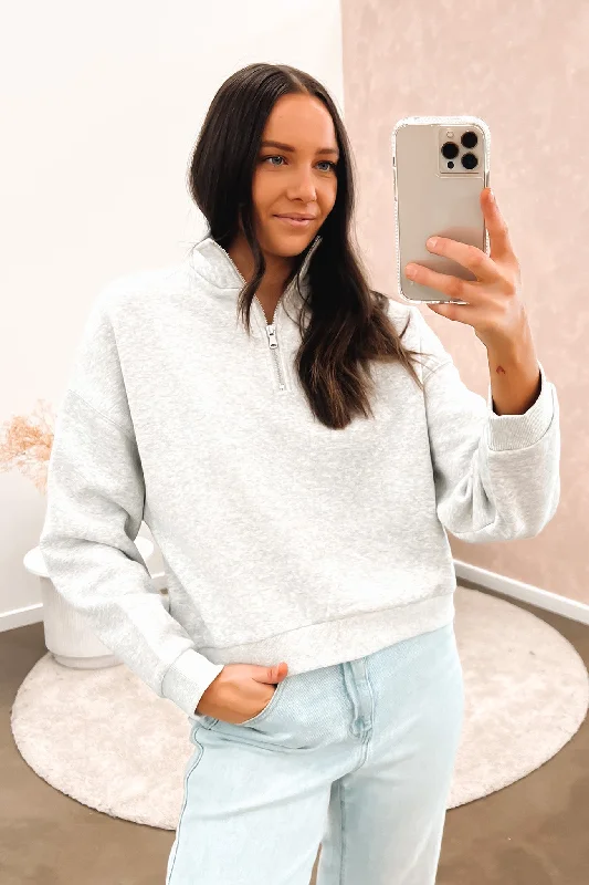 Trendy and versatile Cold Shoulder Pullover Carter Classic Zip Front Sweat Grey Marle