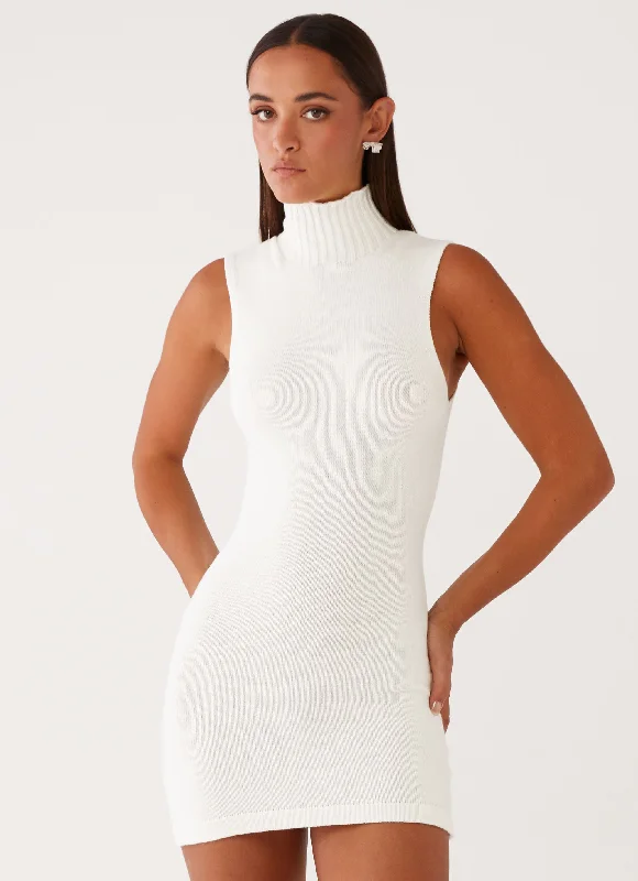 Moisture wicking Asymmetrical Knit Top Cece Mini Dress - Ivory