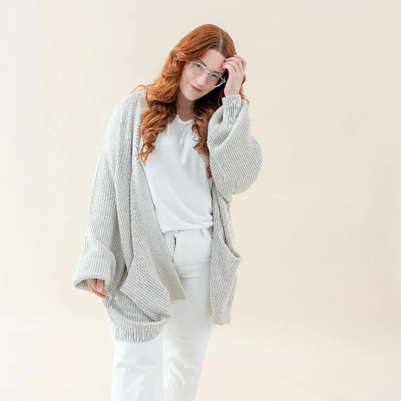 Retro Style Personalized wear Chunky Knit Women's Oversized Cardigan in Oat