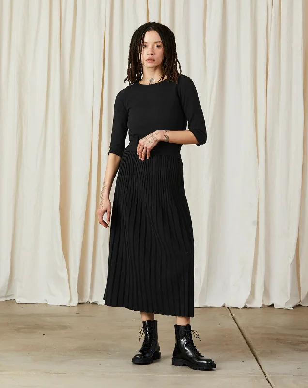 Street Style Lazy style Pleated Knit Midi Skirt