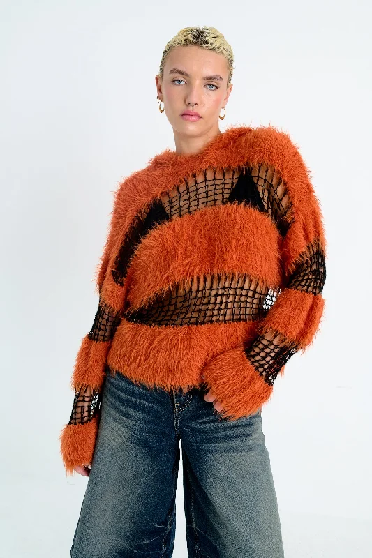 Wandering freely Knit Wrap Dress Corruption Fluffy Stripe Hoodie