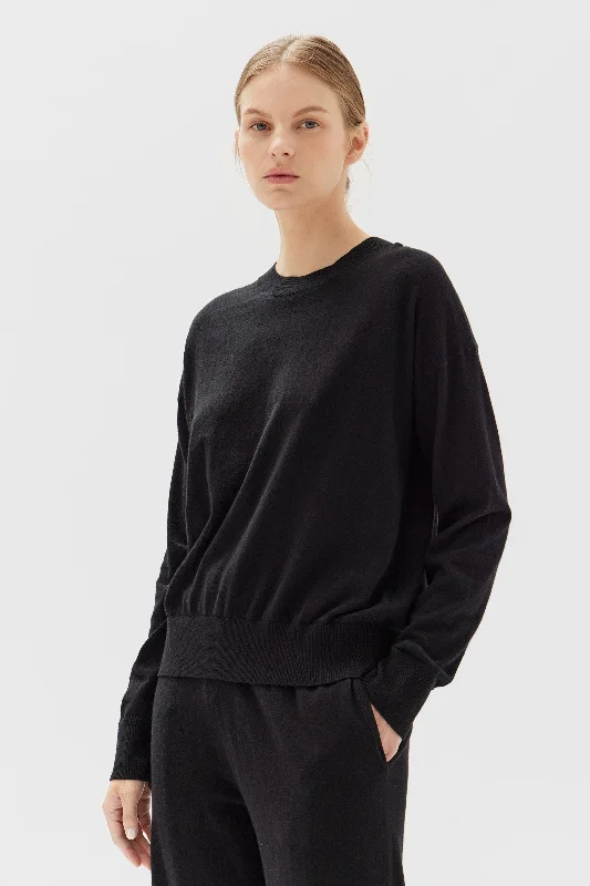 Classic Retro Knit with Bows Cotton Cashmere Lounge Sweater