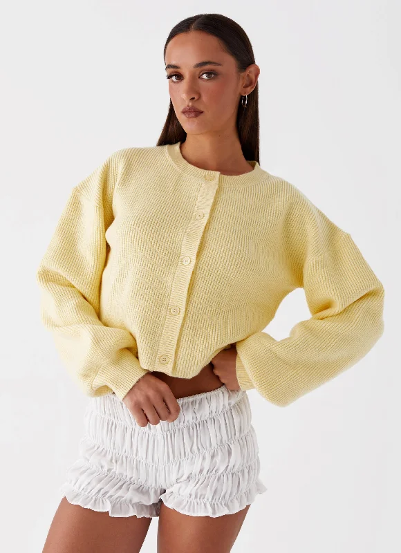 Unique prints Racerback Knit Top Daphne Knit Cardigan - Butter Yellow