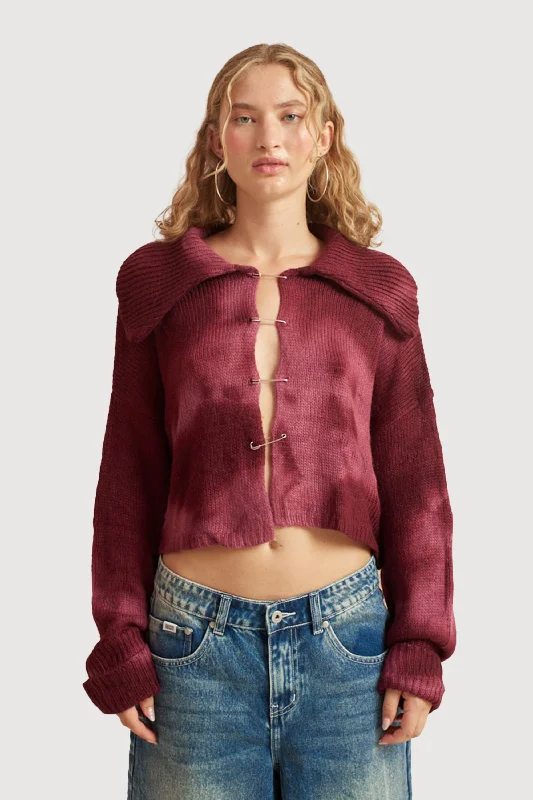 Comfortable And Simple Tartan Knit Sweater Destruction Cardigan