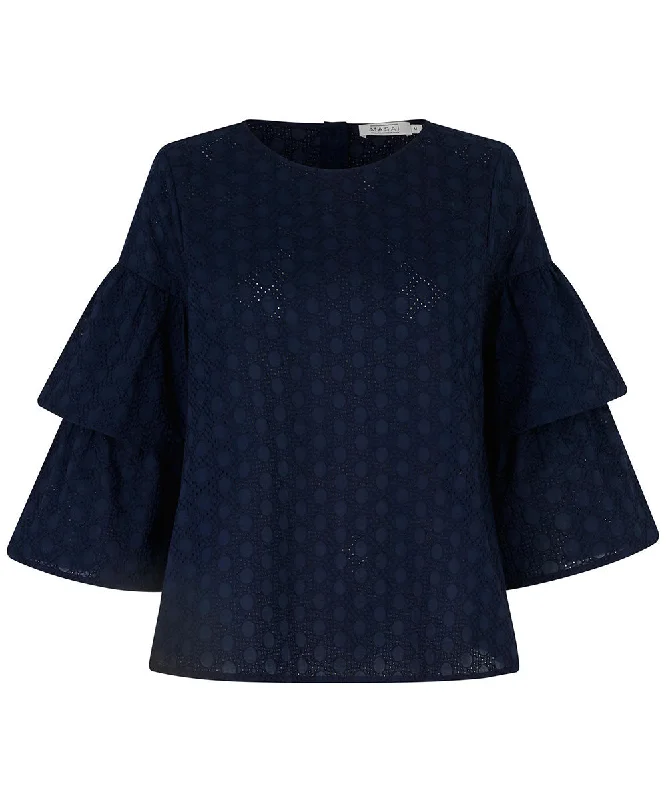 Mid-length Style Urban style Drea Tiered Flounce Sleeve Blouse