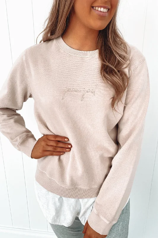 Celebrity Style Double-layer Pullover Dreamer Crew Dusty Pink