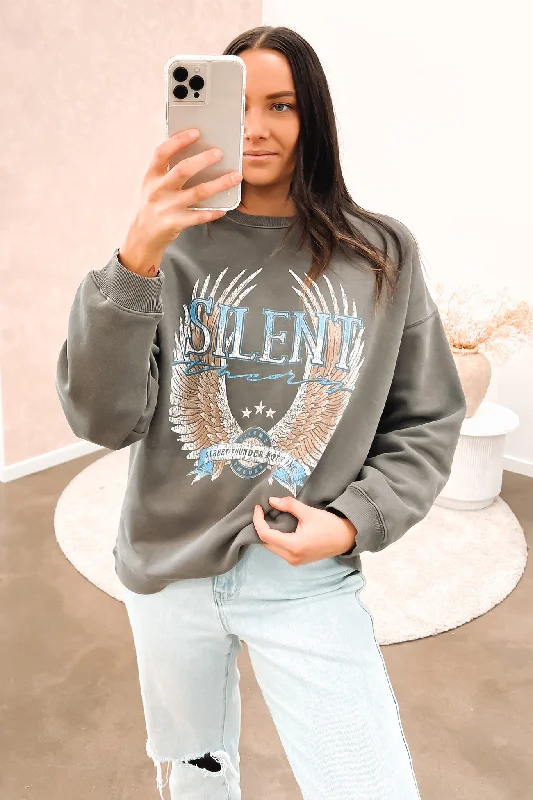 Sports Yoga Style Cashmere Crewneck Envy Crew Coal