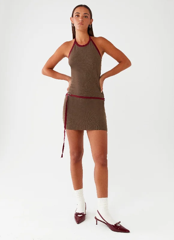 Ultra-lightweight Ruffled Knit Dress Ferne Mini Dress - Iron Grey