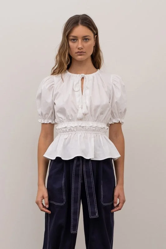 Customized Version Comfortable fashion Gathered Ruffle Top