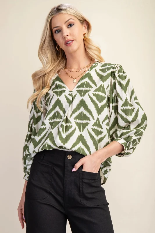 Unique prints Double-sided wear Gigio Women's Tops Blouse with Voluminous Sleeves