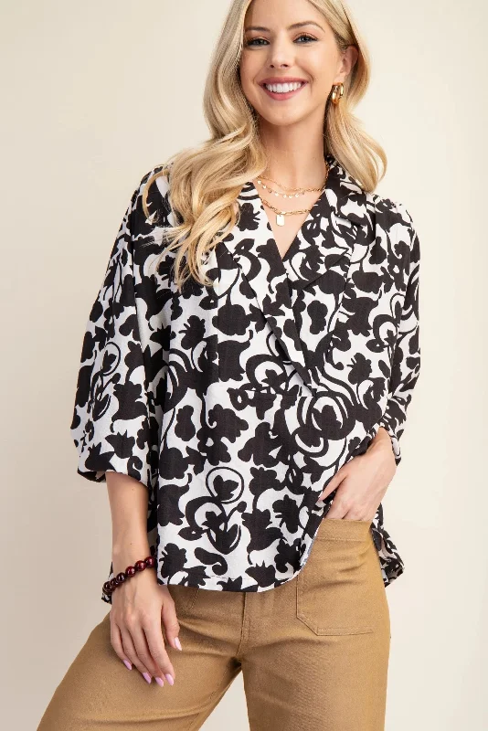 Sweet breath British fashion Gigio Women's Tops V-Neck Long Sleeve Blouse