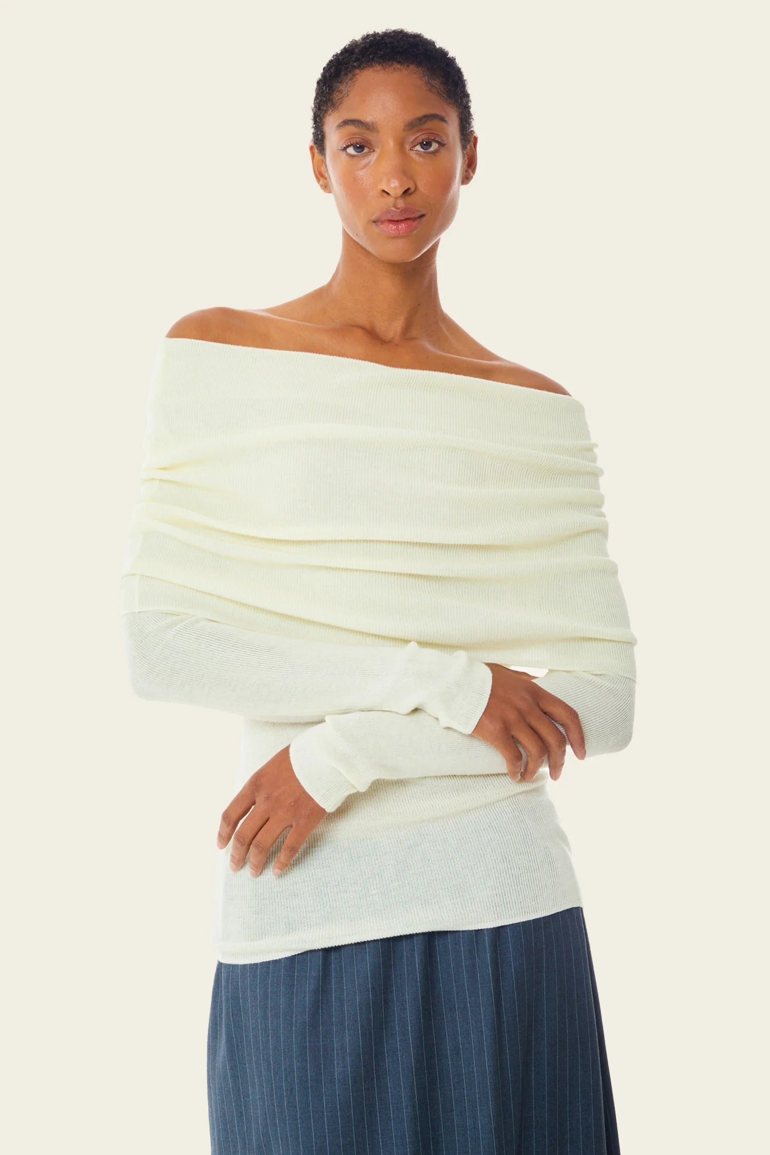 Street Fashion Celebrity style Grace Off Shoulder Knit Sweater
