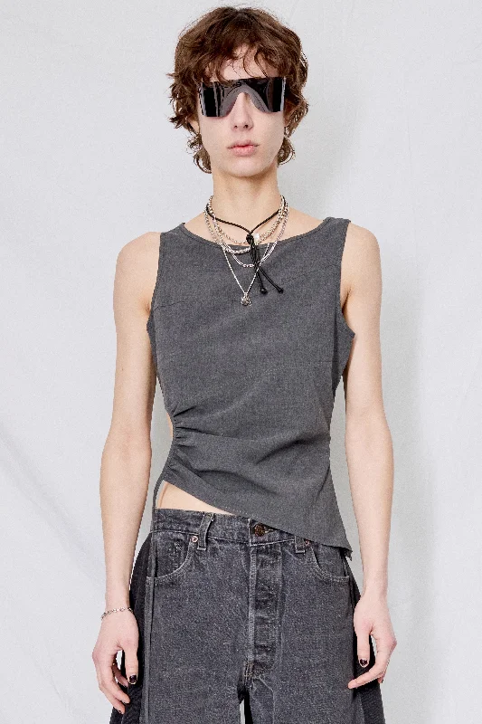 High waist design Fashion elements Grey Double Faced TR Circle Top