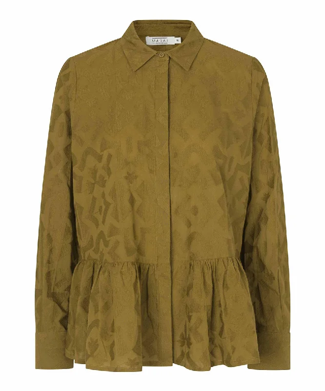 Retro Design Fashion wear Idana Button-Up Peplum Shirt