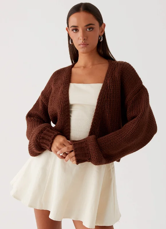 Customized Version Knitted Knitwear Top Jasleen Knit Cardigan - Brown