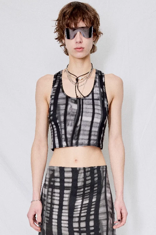 Skirt style Playful style Jersey Bookcase Stripe Cropped Racer Back Vest