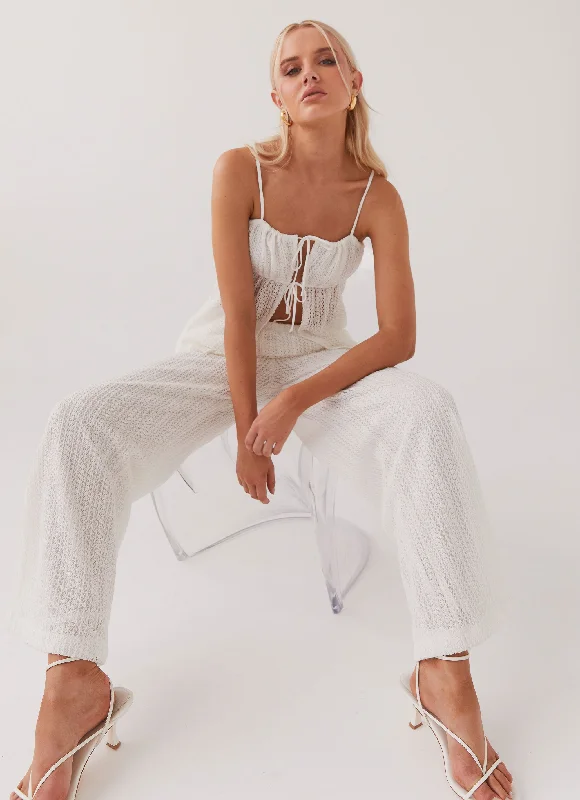Exquisite workmanship Knitted Crop Top Karley Knit Pants - White