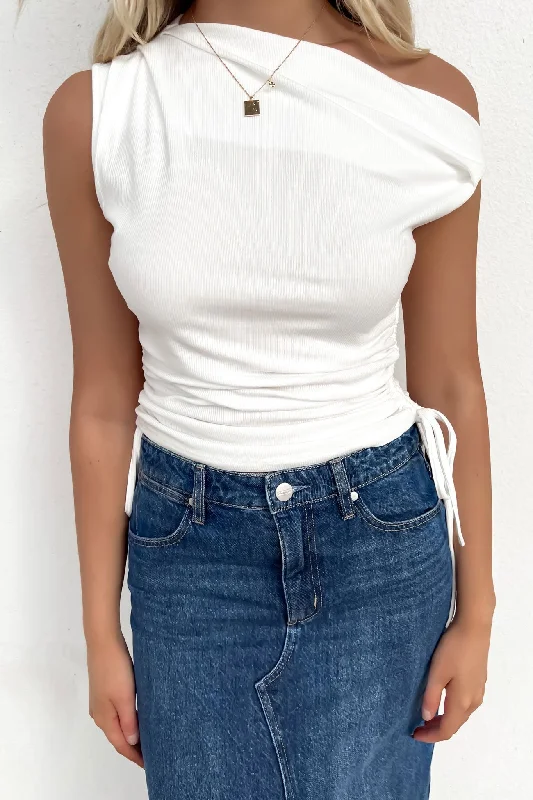 High-end atmosphere Printed pattern Katie Top White