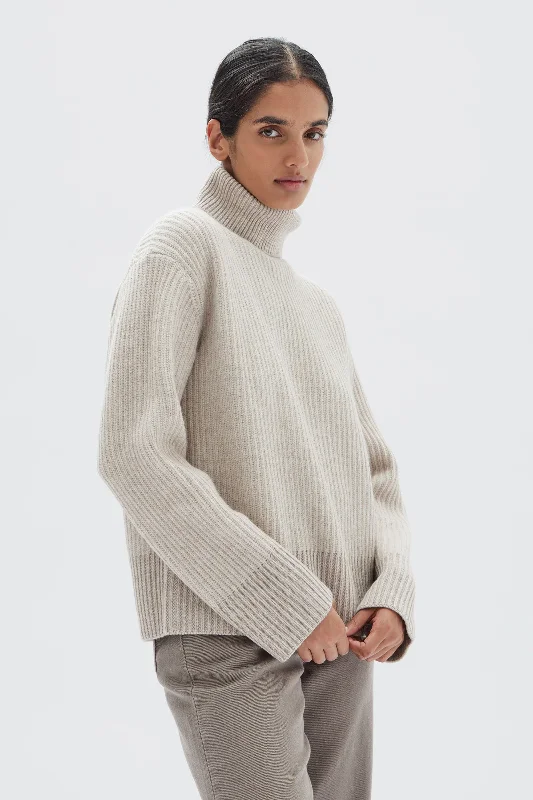 Classic Series Knit Boat Neck Sweater  Krista Roll Neck Wool Jumper