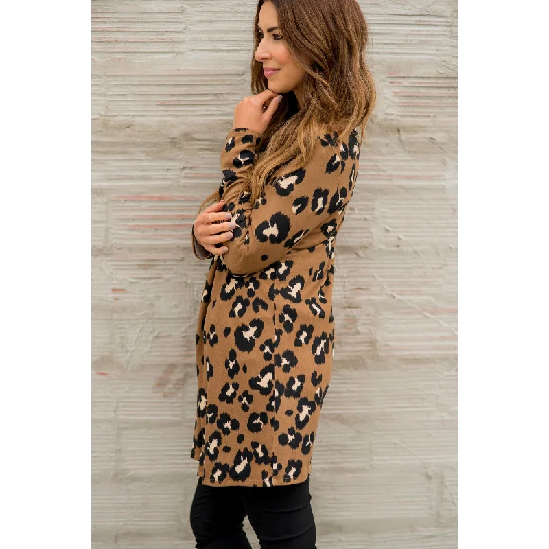 Simple research Knit Tank Top Lightweight Leopard Cardigan
