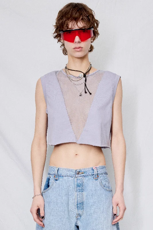 Personality Publicity Avant-garde design Lilac Jersey Panel Crop Top