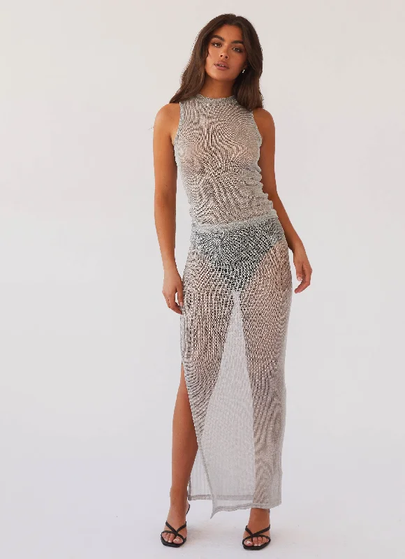 Casual And Versatile Sustainable Knit Sweater Love Bomb Knit Maxi Skirt - Moon Storm
