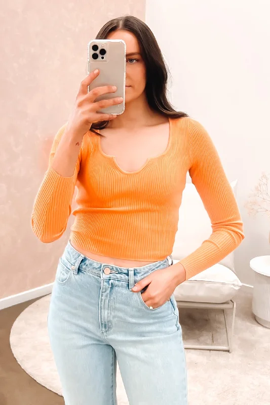 Unique prints Boutique style Mae Knit Top Orange