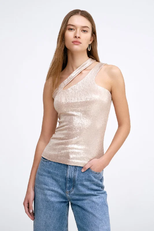 Minimal Style Printing decoration Siren Metallic Top