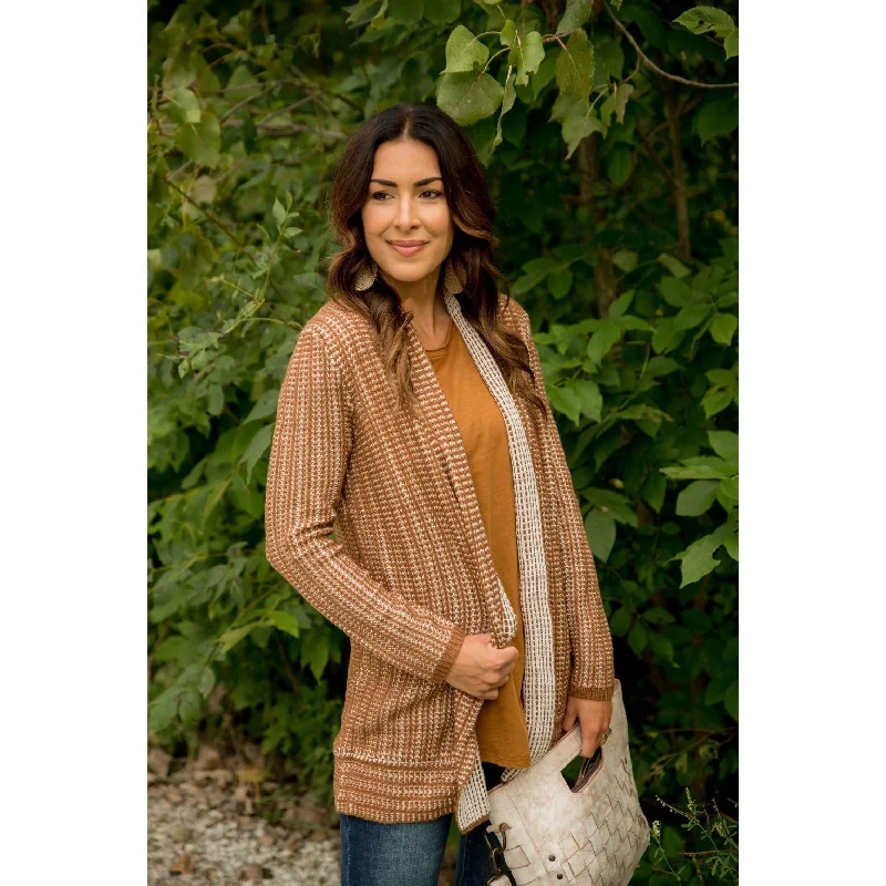 Retro Style Sweater-knit Crop Top Mixed Knit Cardigan